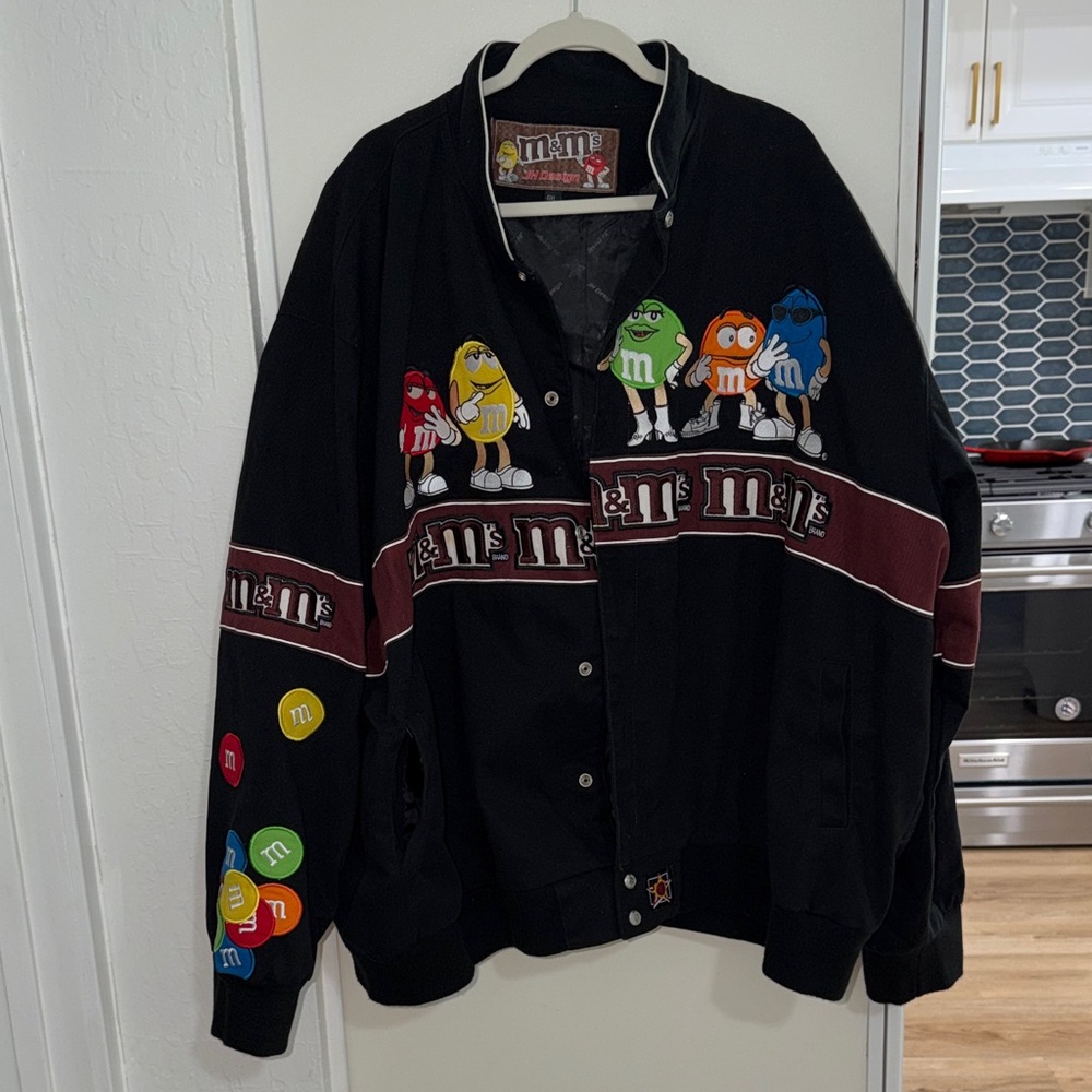 JH Design M&M'S Black Jacket with Colorful M&M  Chocolate Characters | 6XL